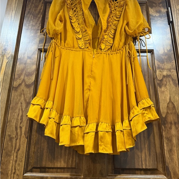 ASOS Mustard Ruffled Mini Dress - Picture 8 of 8